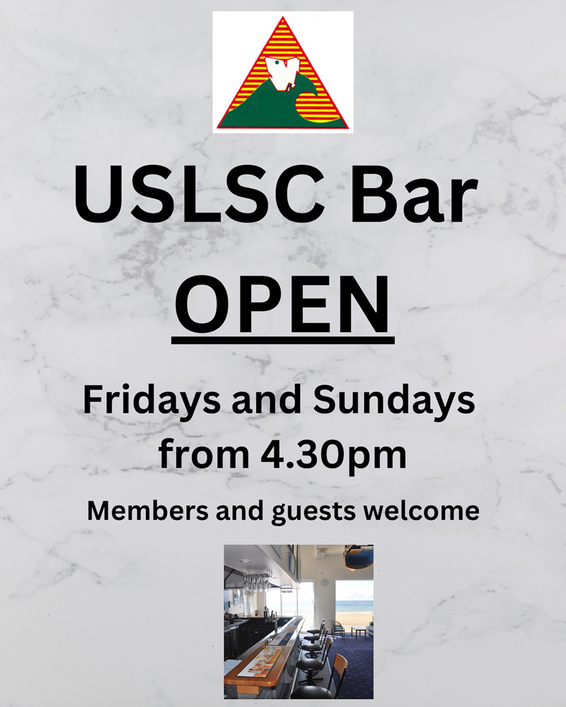 Ulverstone SLSC Bar OPEN to members and guests Fridays and Sundays from 4.30pm